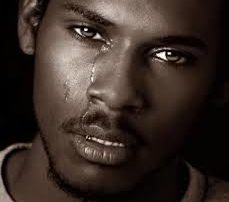 Black man crying